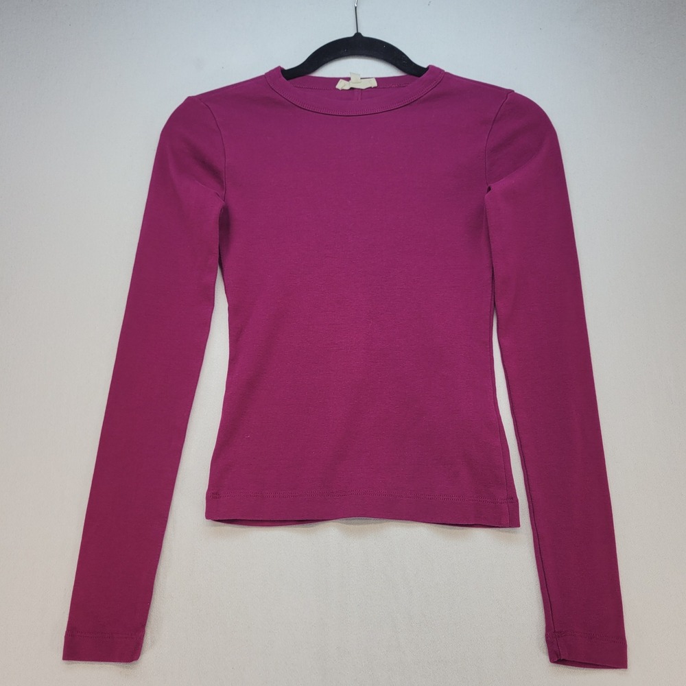 Madewell Long Sleeve Shirt Womens XS Purple Ribbed Knit Center Back Seam Top